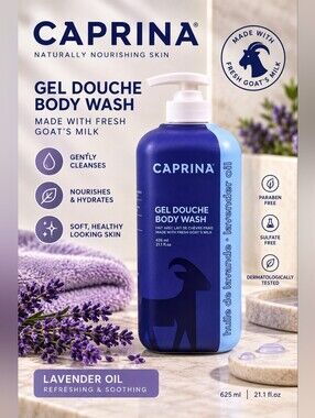 💙 Caprina - Lavender Oil Goat Milk  Gel Body Wash Made In Canada